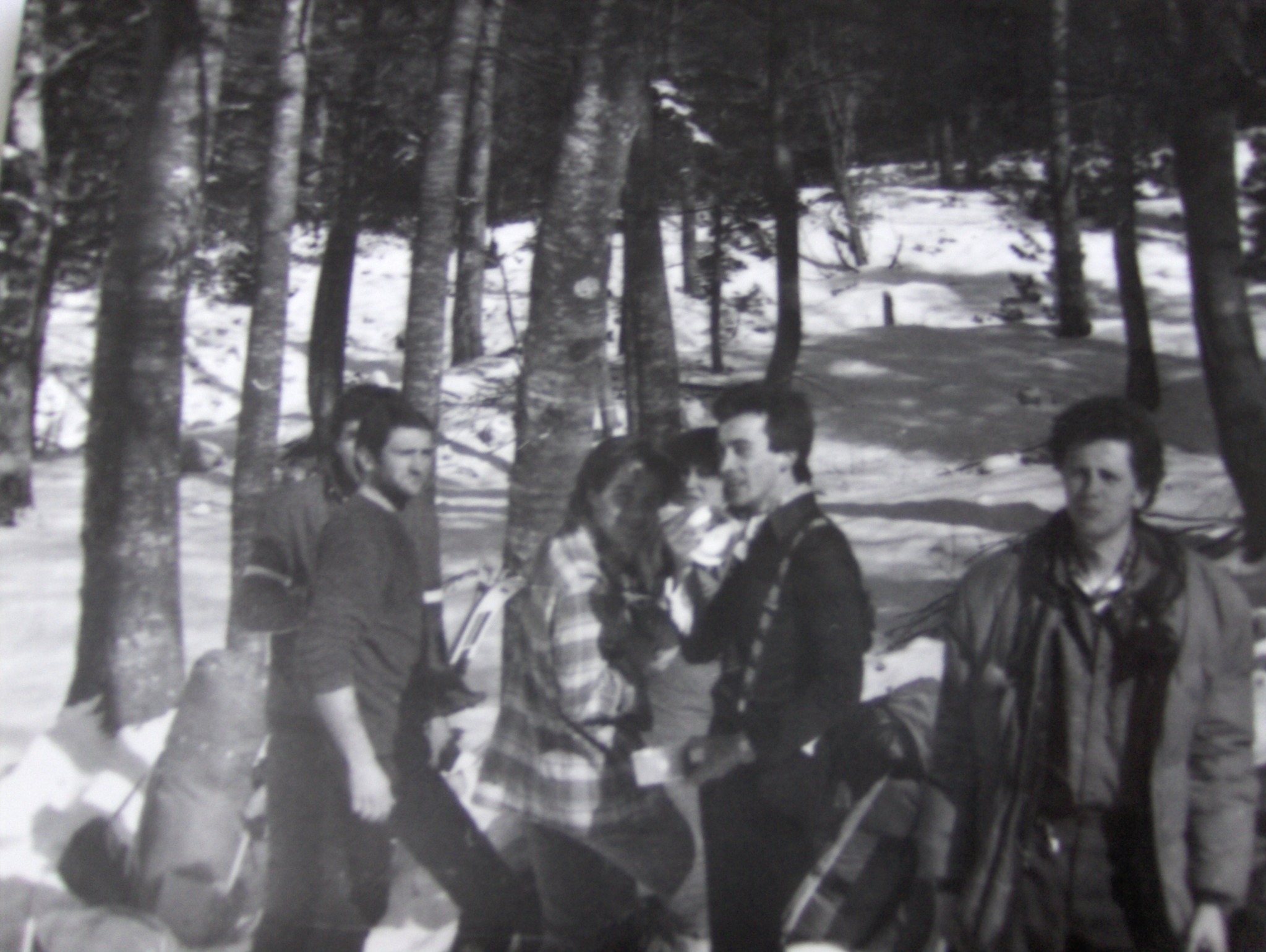 Planinarska ekipa među borovima u Rakovom lazu 1982.